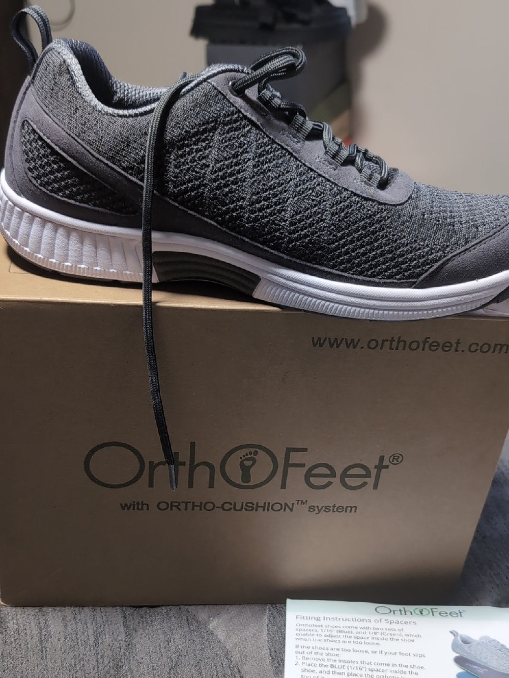 Men's Orthofeet Men's Orthopedic Dark Grey Knit Lava Walking Shoe